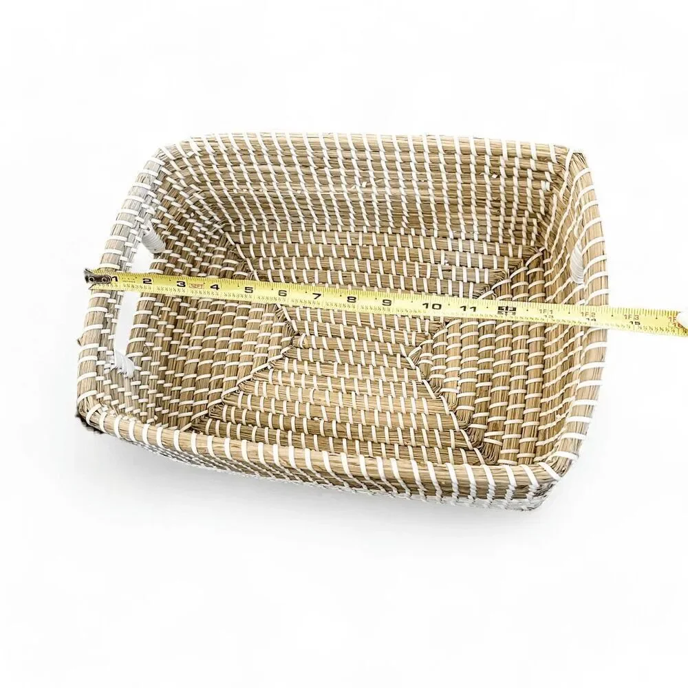 Set of 3 Brand New Seagrass Woven Rectangular Nesting Baskets